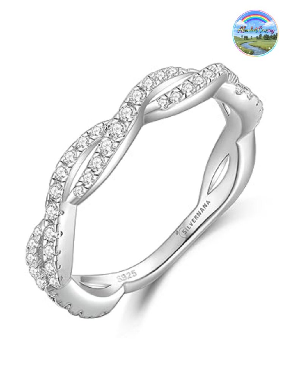 Moissanite Eternity Ring Women 925 Sterling Silver White Gold Plated Size 7